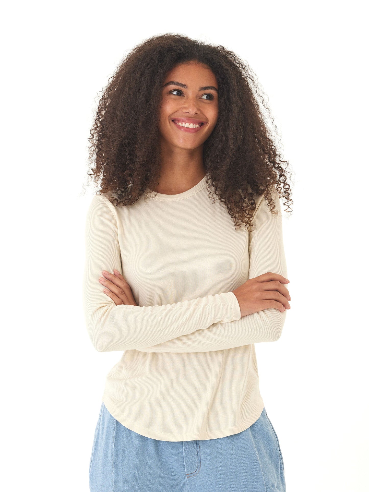 Torri Feather Rib Long Sleeve Crew Tee