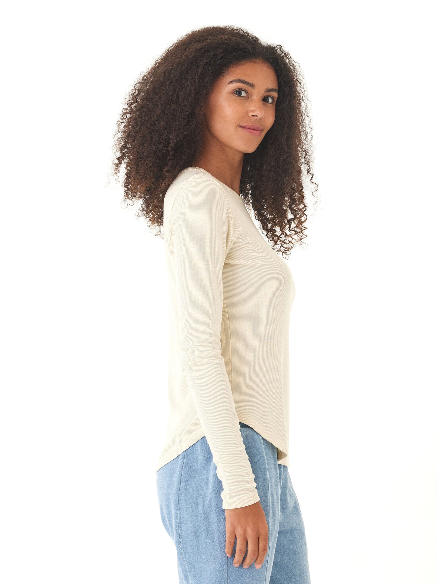 Torri Feather Rib Long Sleeve Crew Tee