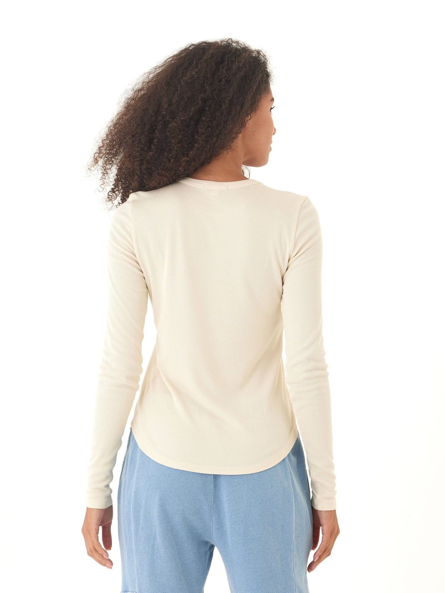 Torri Feather Rib Long Sleeve Crew Tee