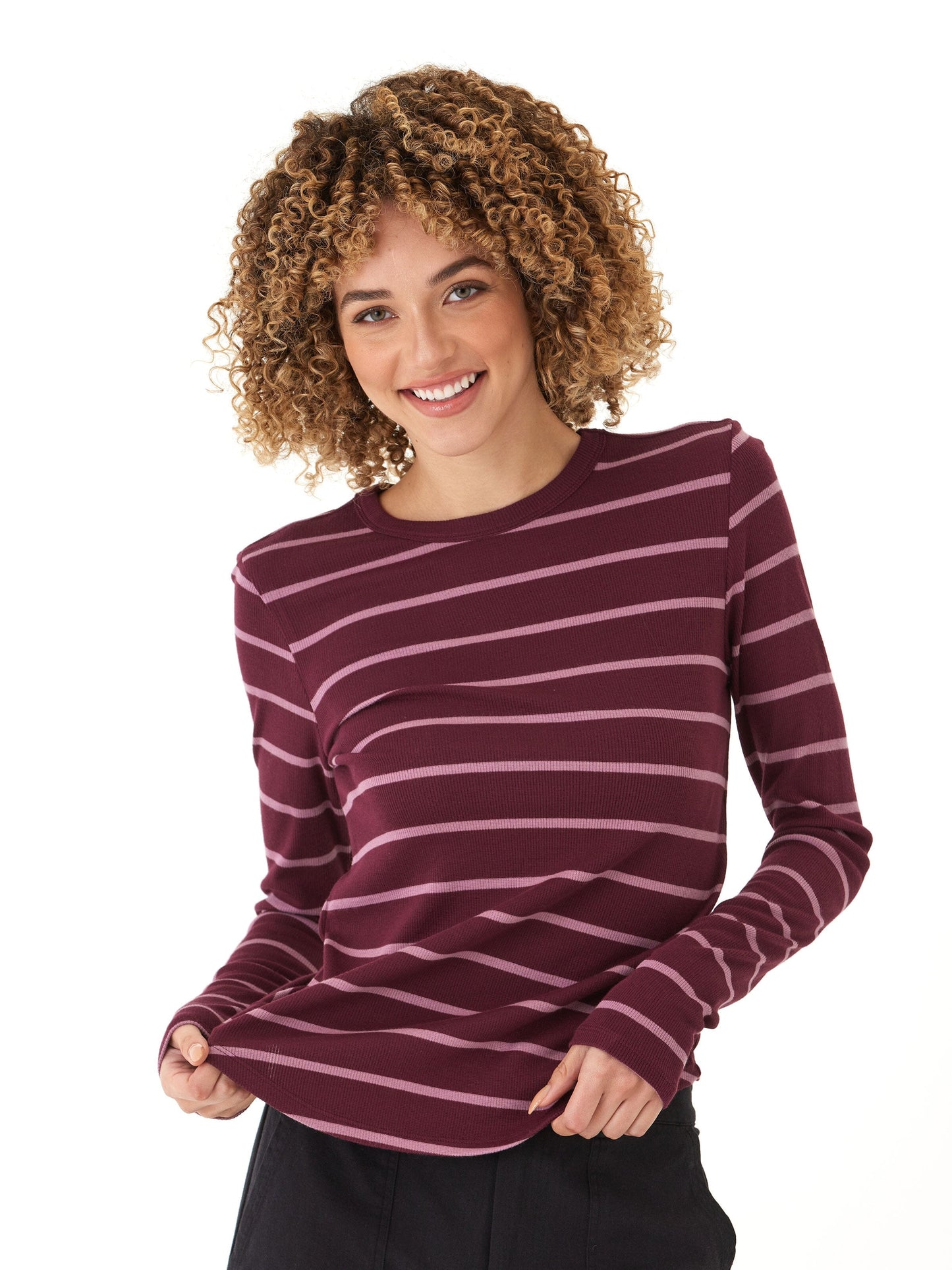 Torri Feather Rib Long Sleeve Crew Tee