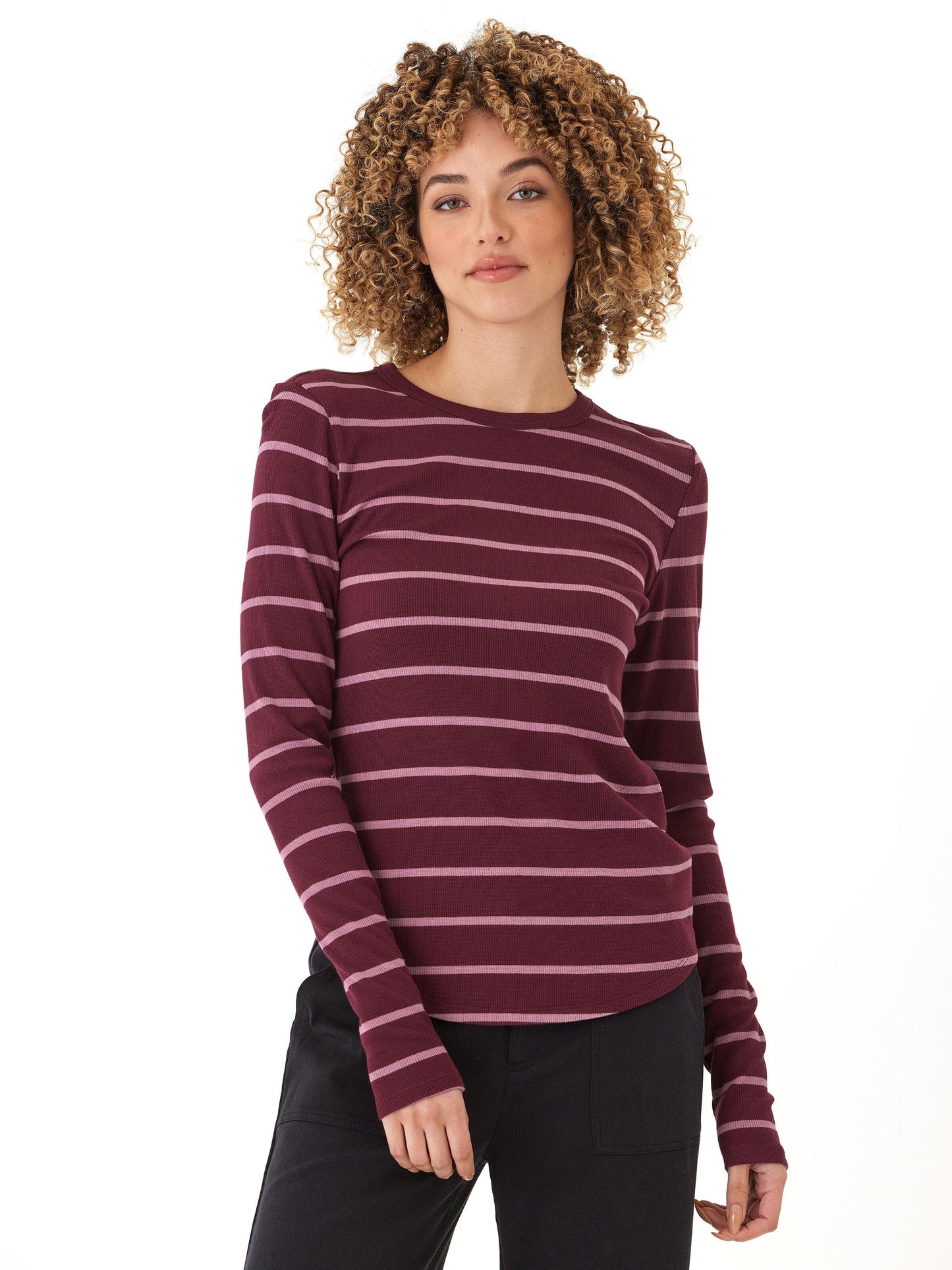 Torri Feather Rib Long Sleeve Crew Tee