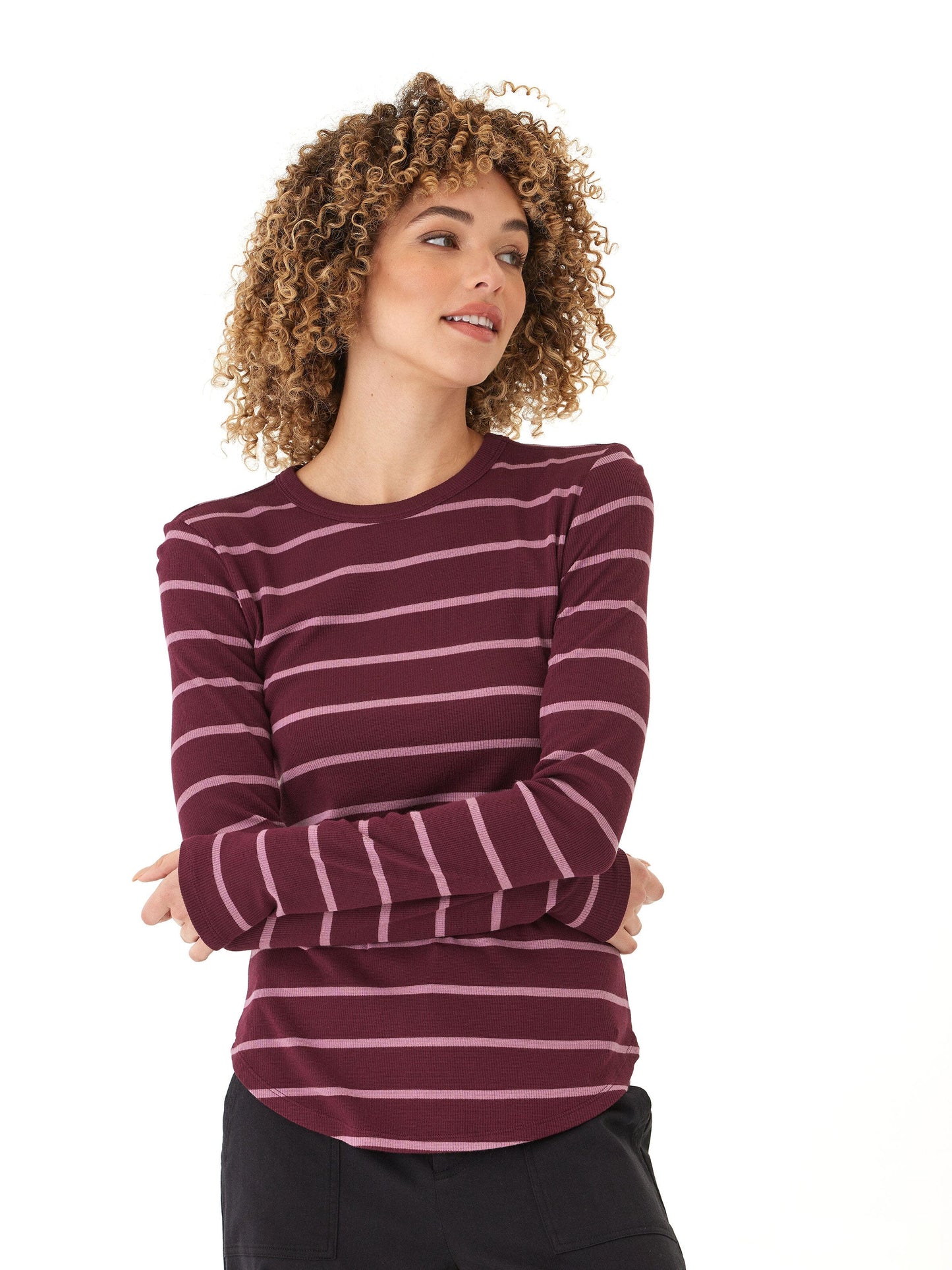 Torri Feather Rib Long Sleeve Crew Tee