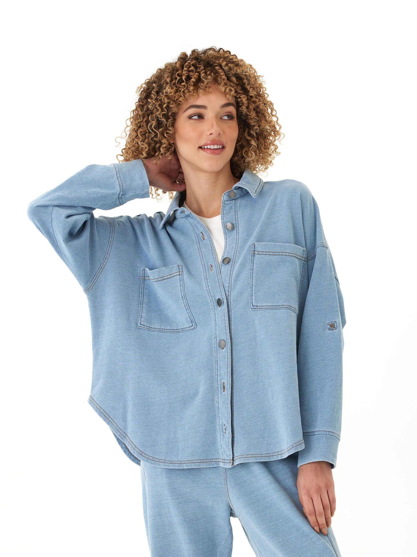 Blaire Denim Terry Button-Down