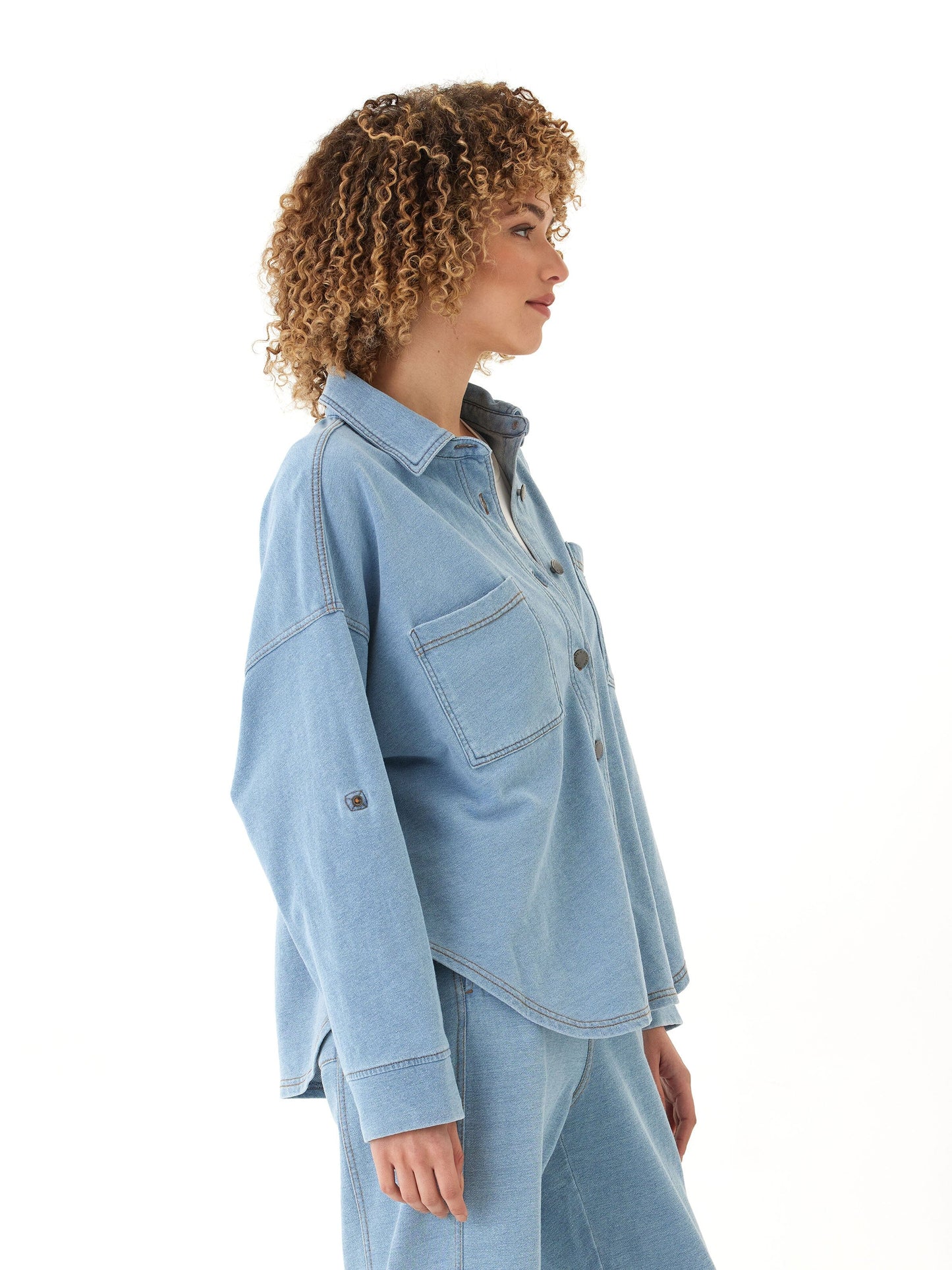 Blaire Denim Terry Button-Down