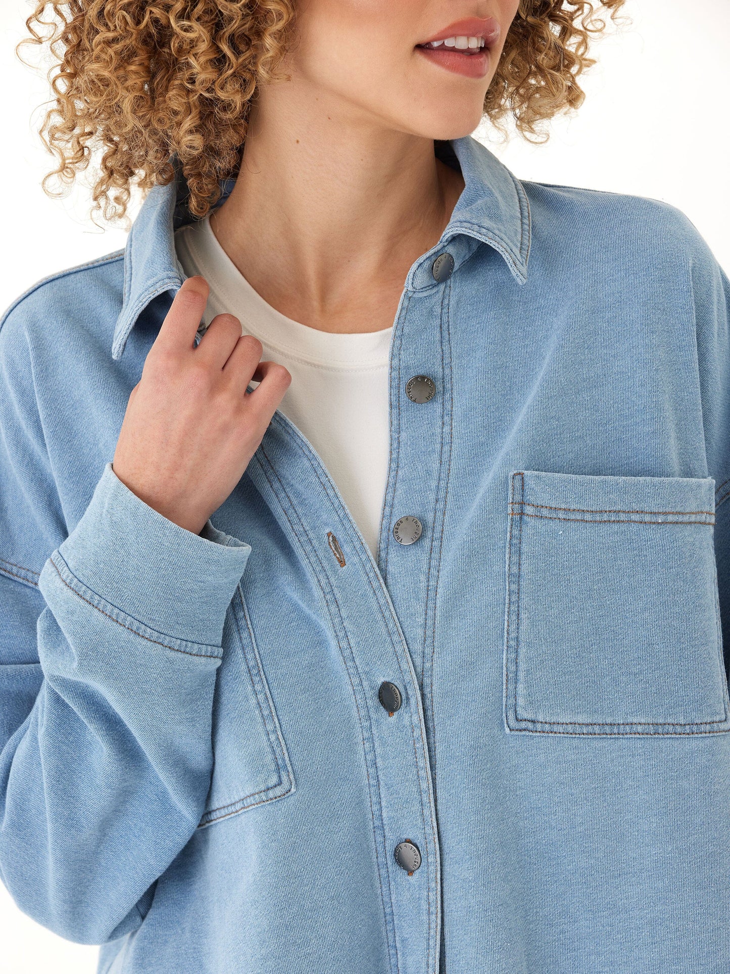 Blaire Denim Terry Button-Down