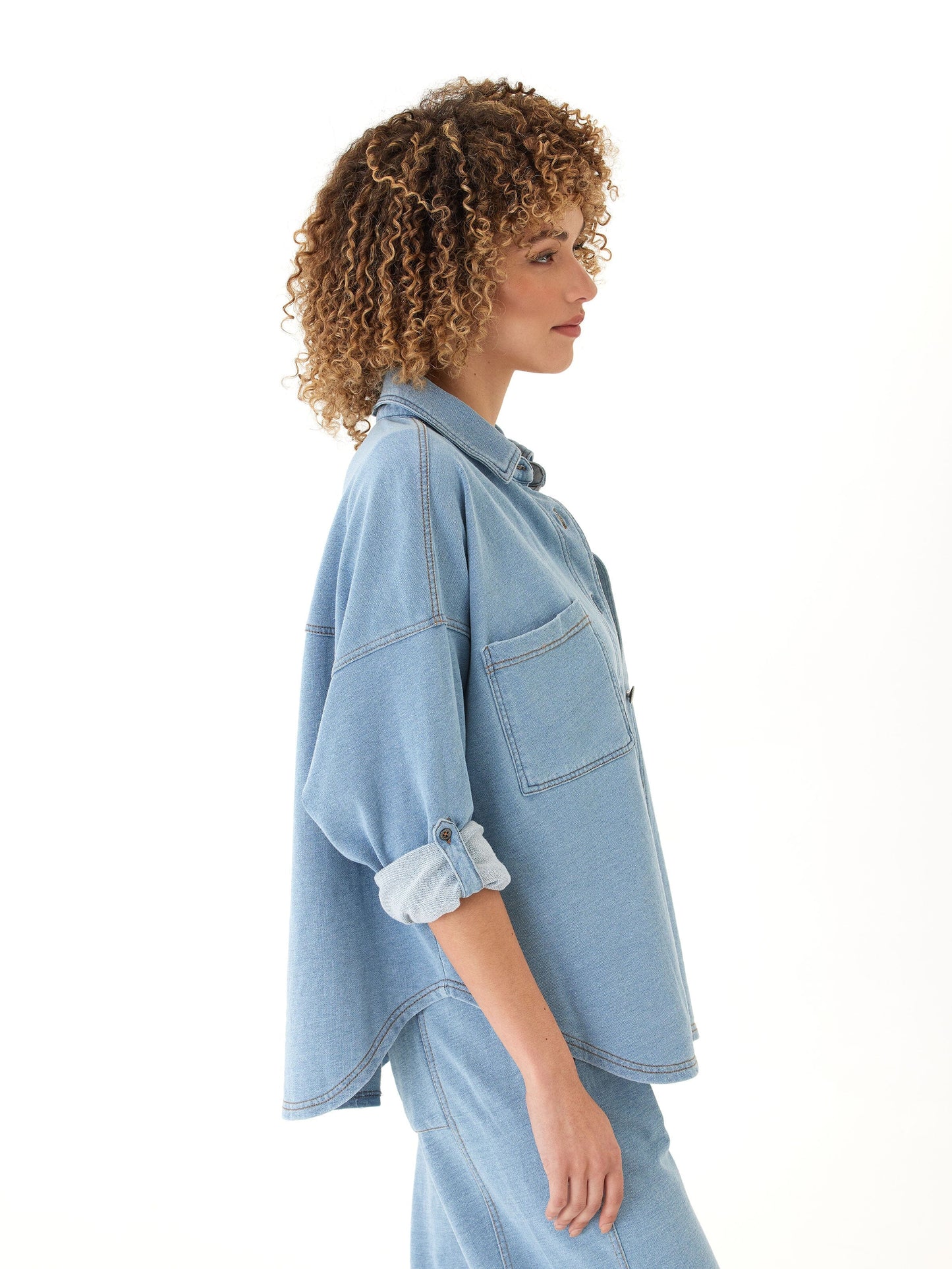 Blaire Denim Terry Button-Down