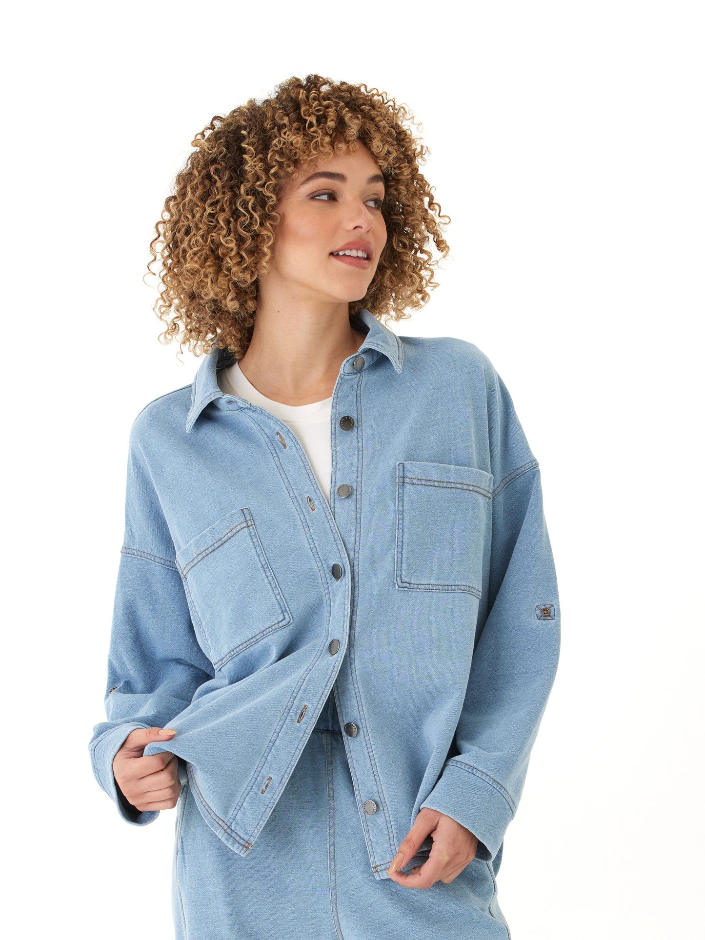 Blaire Denim Terry Button-Down