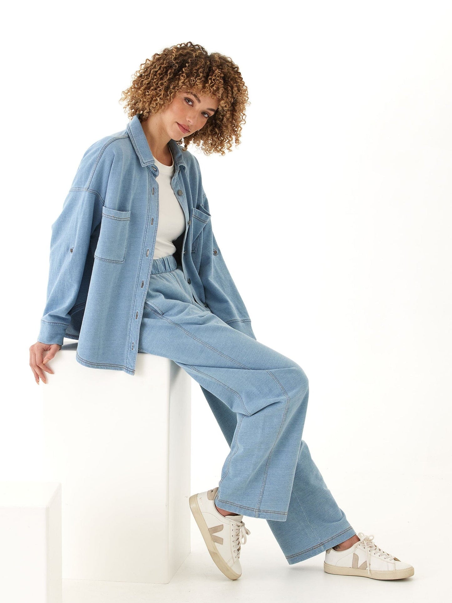 Blaire Denim Terry Button-Down