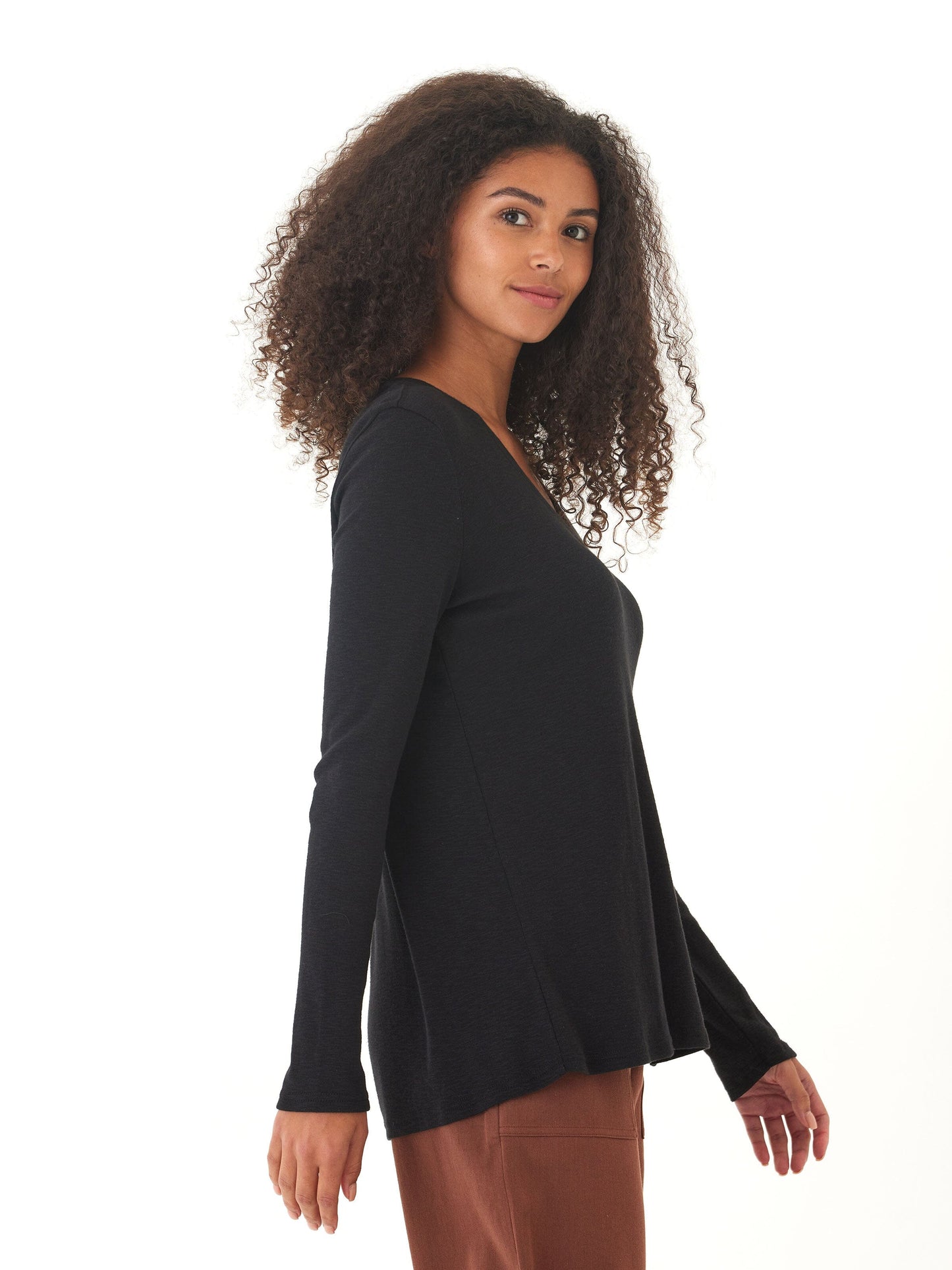 Agatha Textured Slub Jersey Slit Long Sleeve