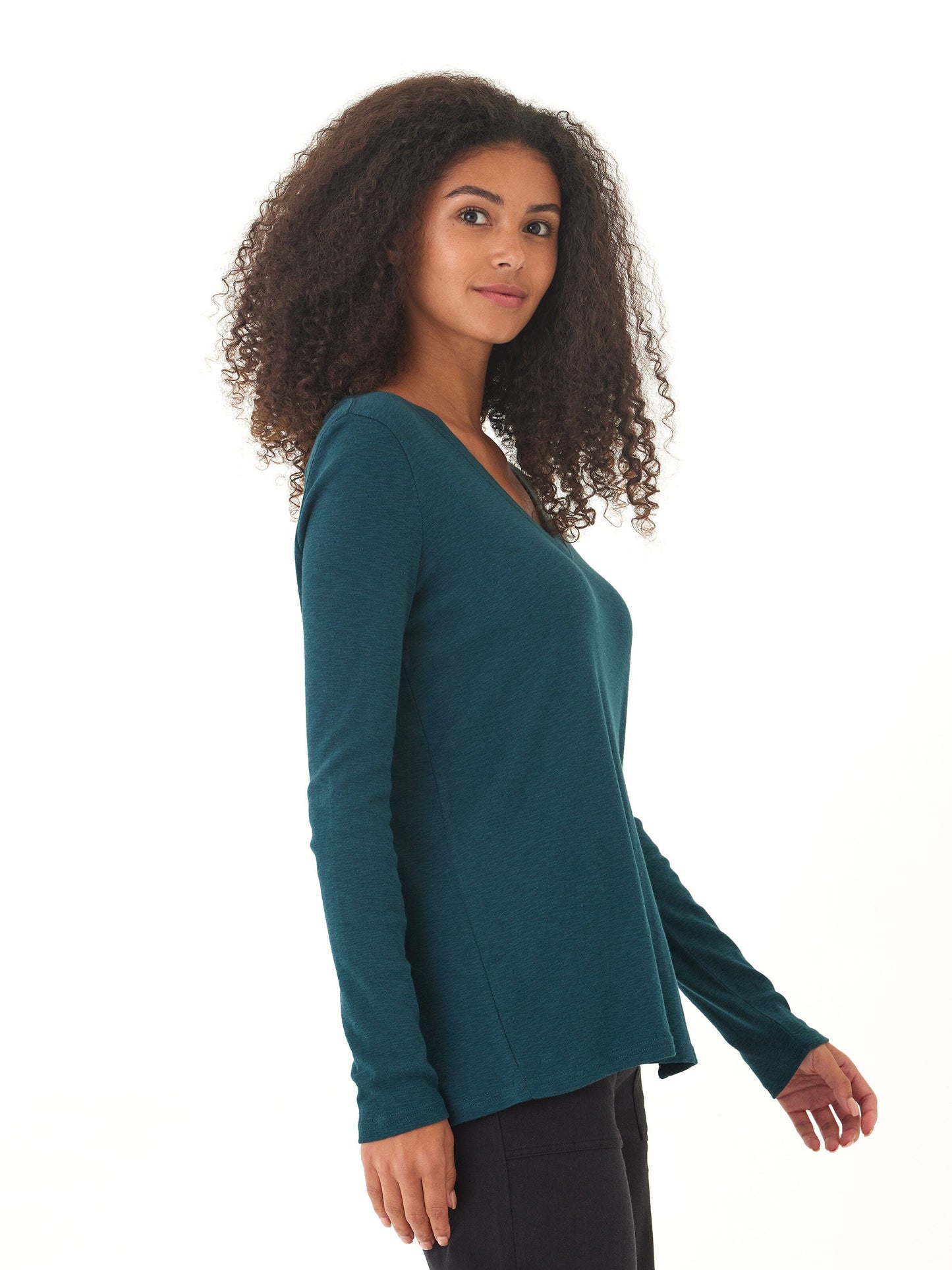 Agatha Textured Slub Jersey Slit Long Sleeve