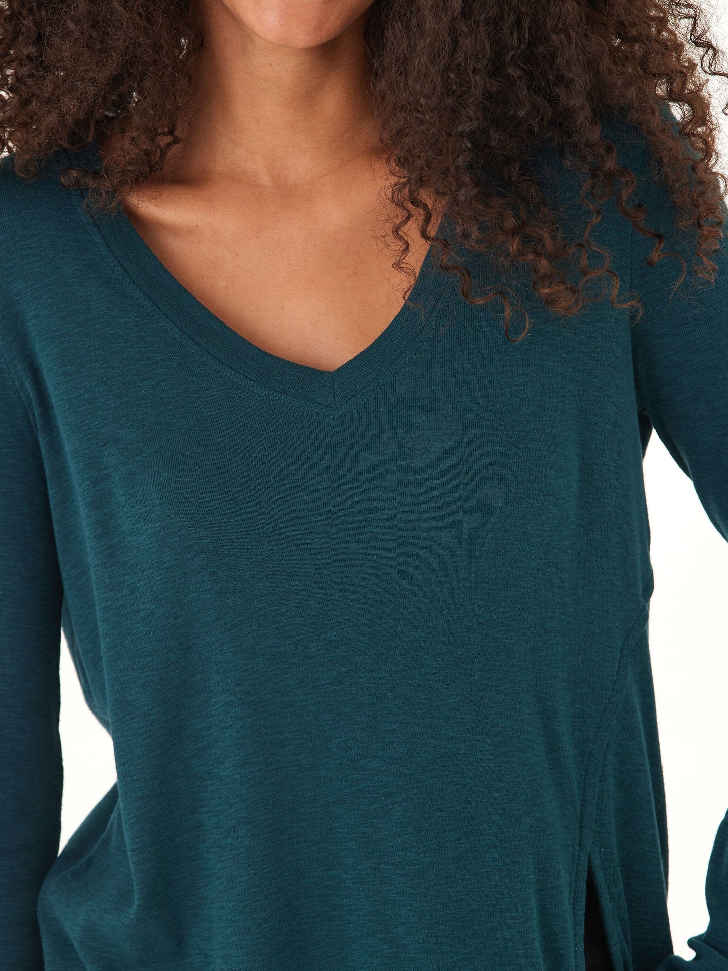 Agatha Textured Slub Jersey Slit Long Sleeve