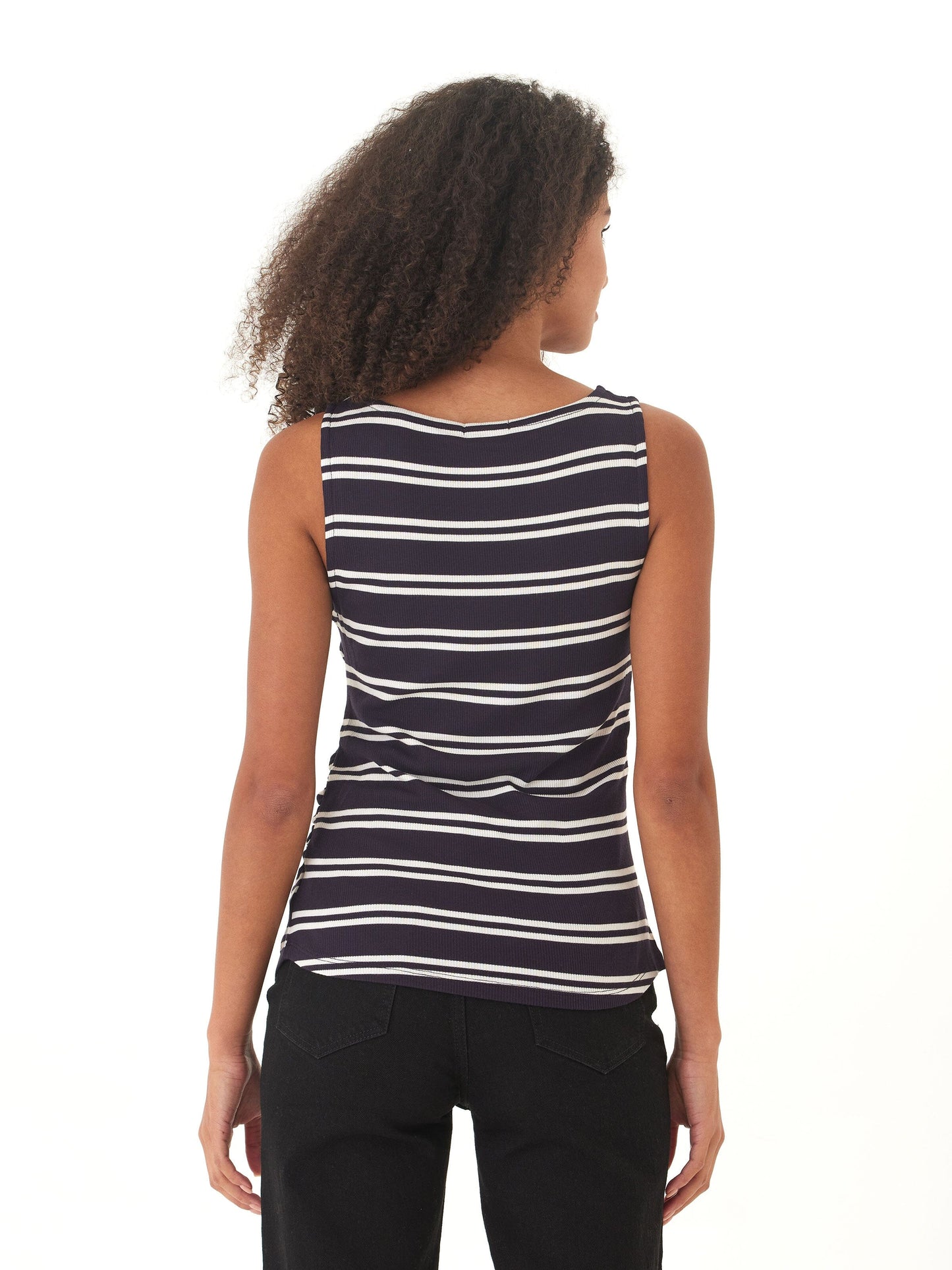 Annie Barbados Stripe Feather Rib Boatneck Tank