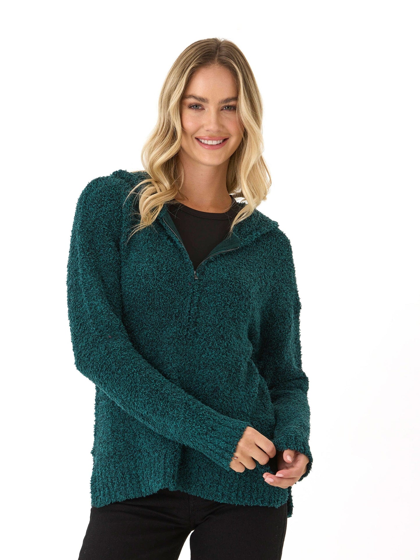 Anita Cozy Boucle Full Zip Sweater Hoodie