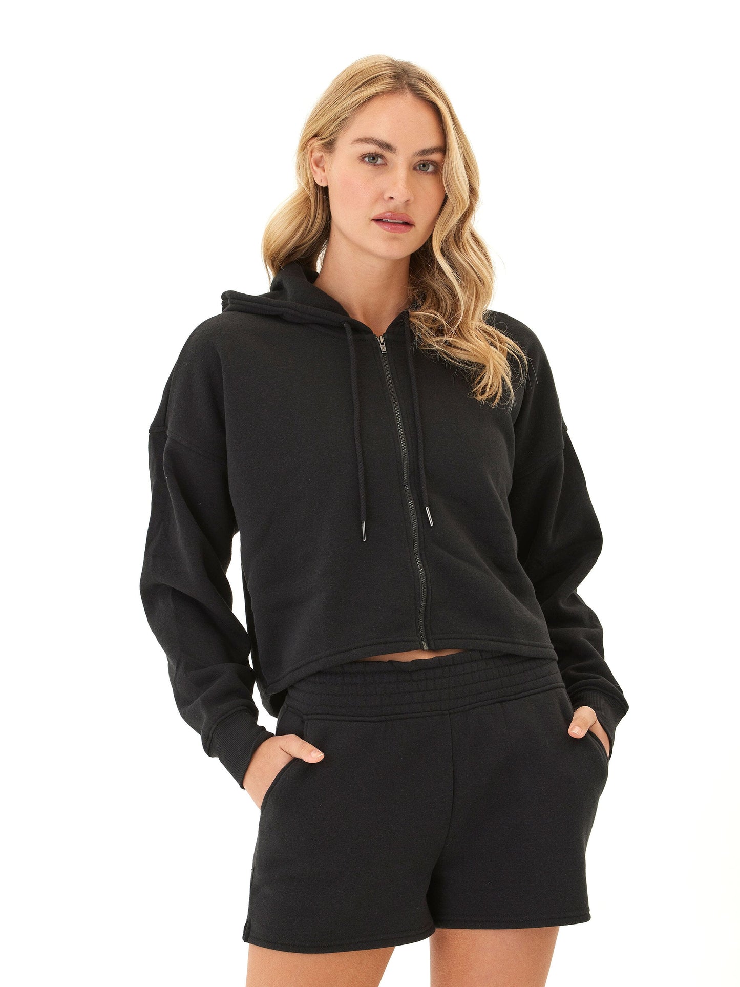 Venetia Triblend Fleece Crop Zip Hoodie