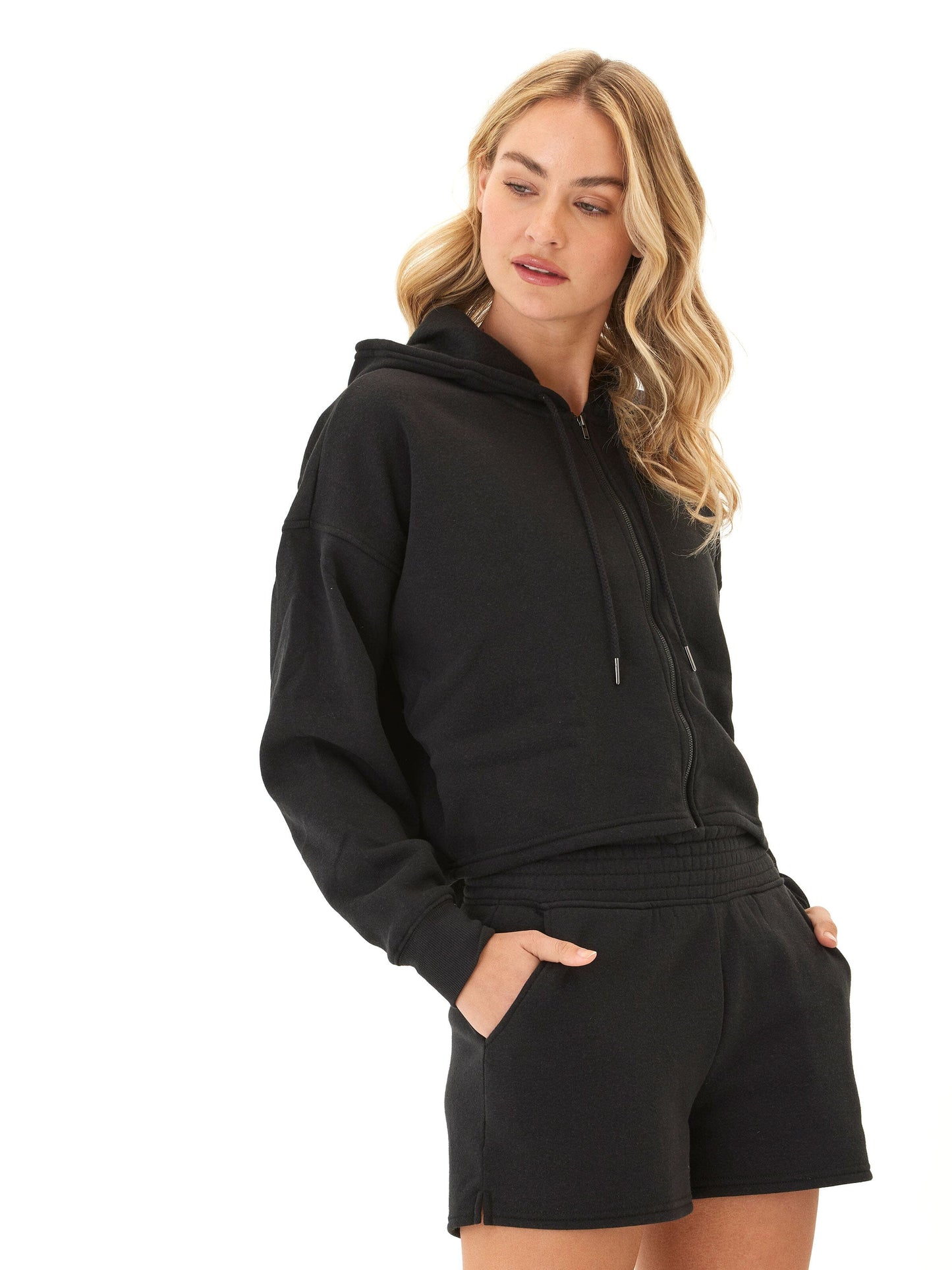 Venetia Triblend Fleece Crop Zip Hoodie