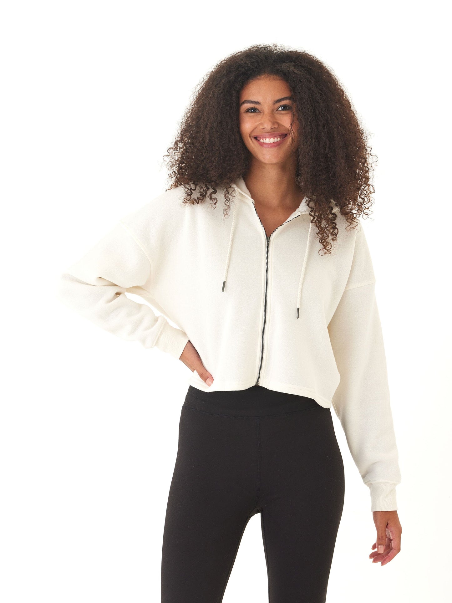 Venetia Triblend Fleece Crop Zip Hoodie