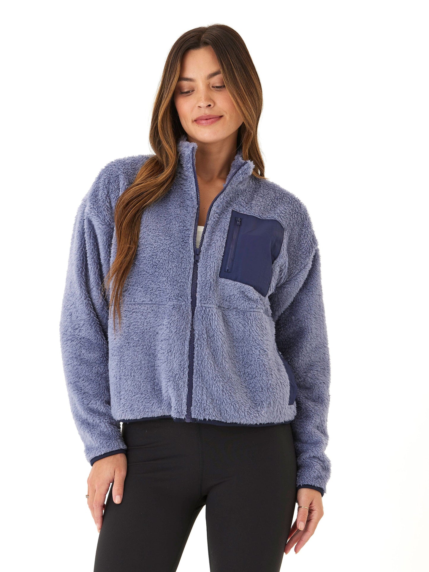 Millee Sherpa Full-Zip Contrast Jacket