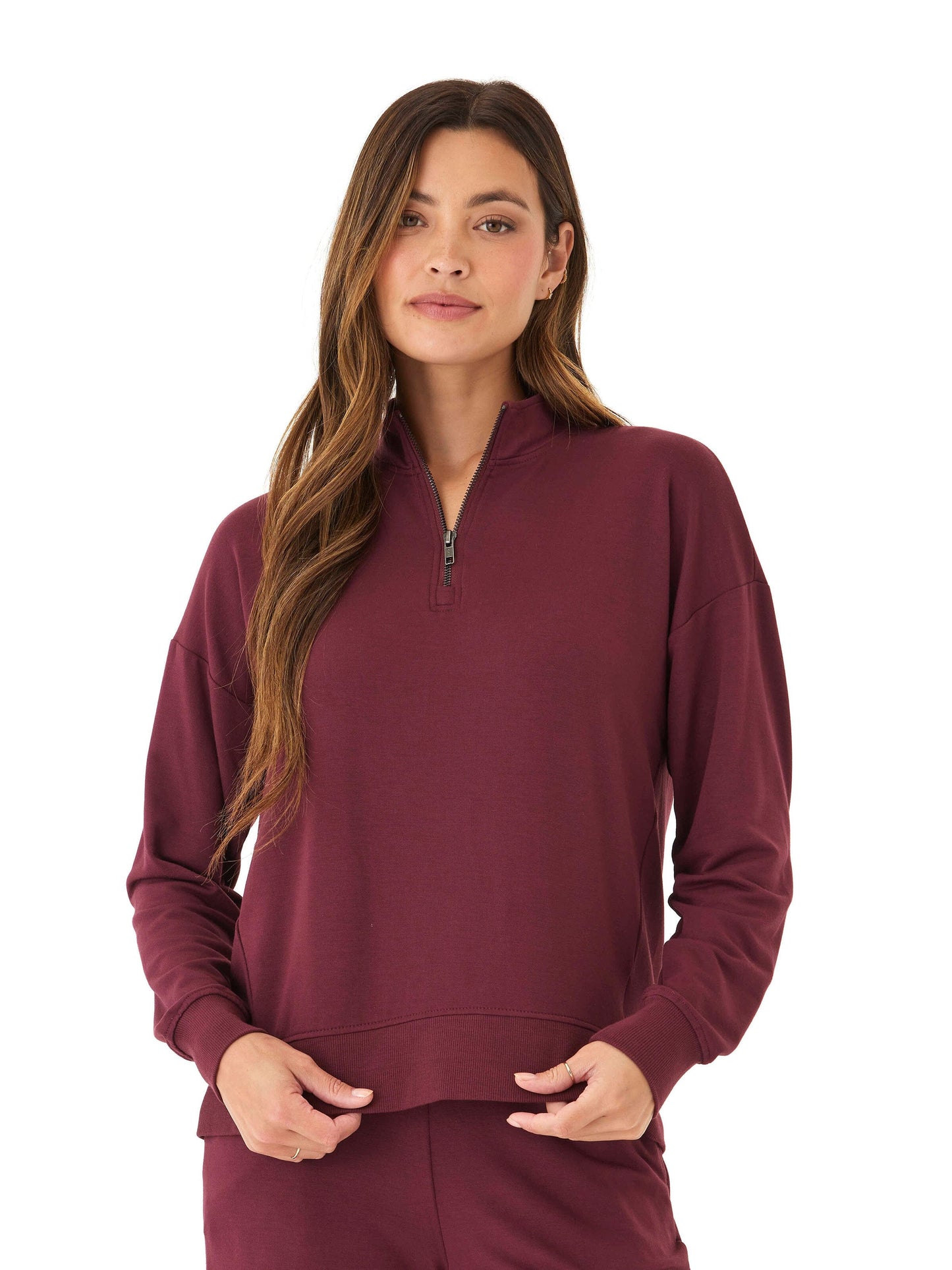 Whitnie Modal Terry 1/2-Zip Mock Neck Pullover