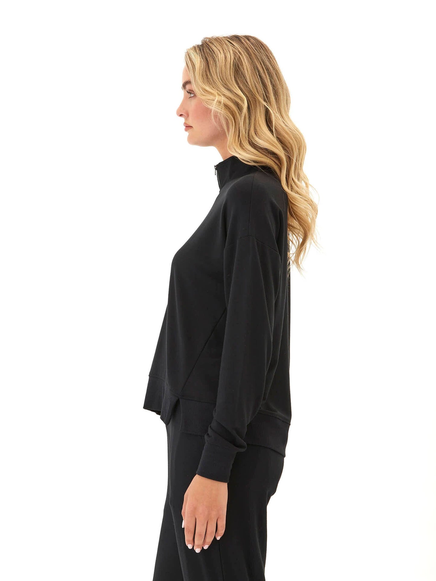 Whitnie Modal Terry 1/2-Zip Mock Neck Pullover