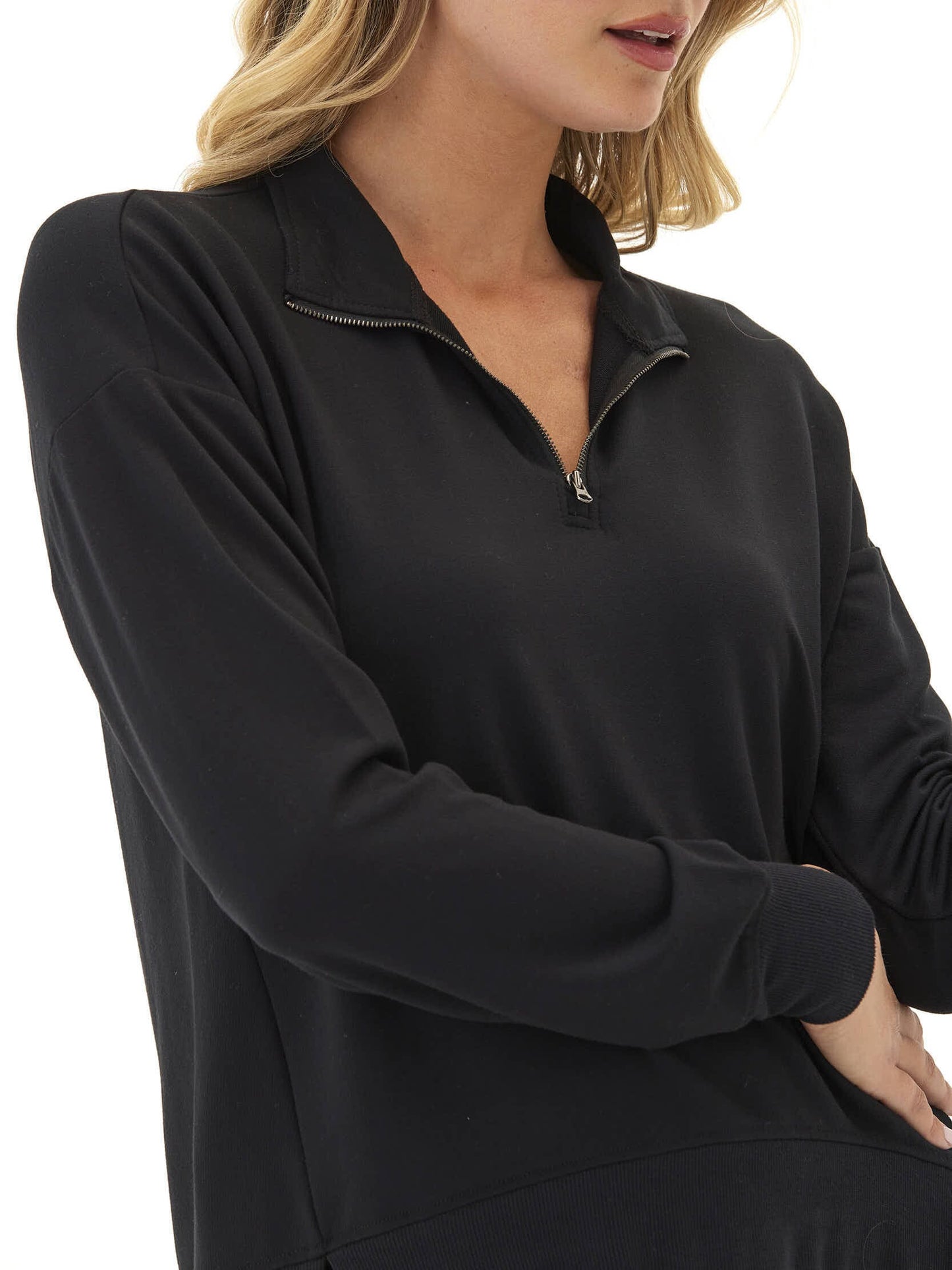 Whitnie Modal Terry 1/2-Zip Mock Neck Pullover