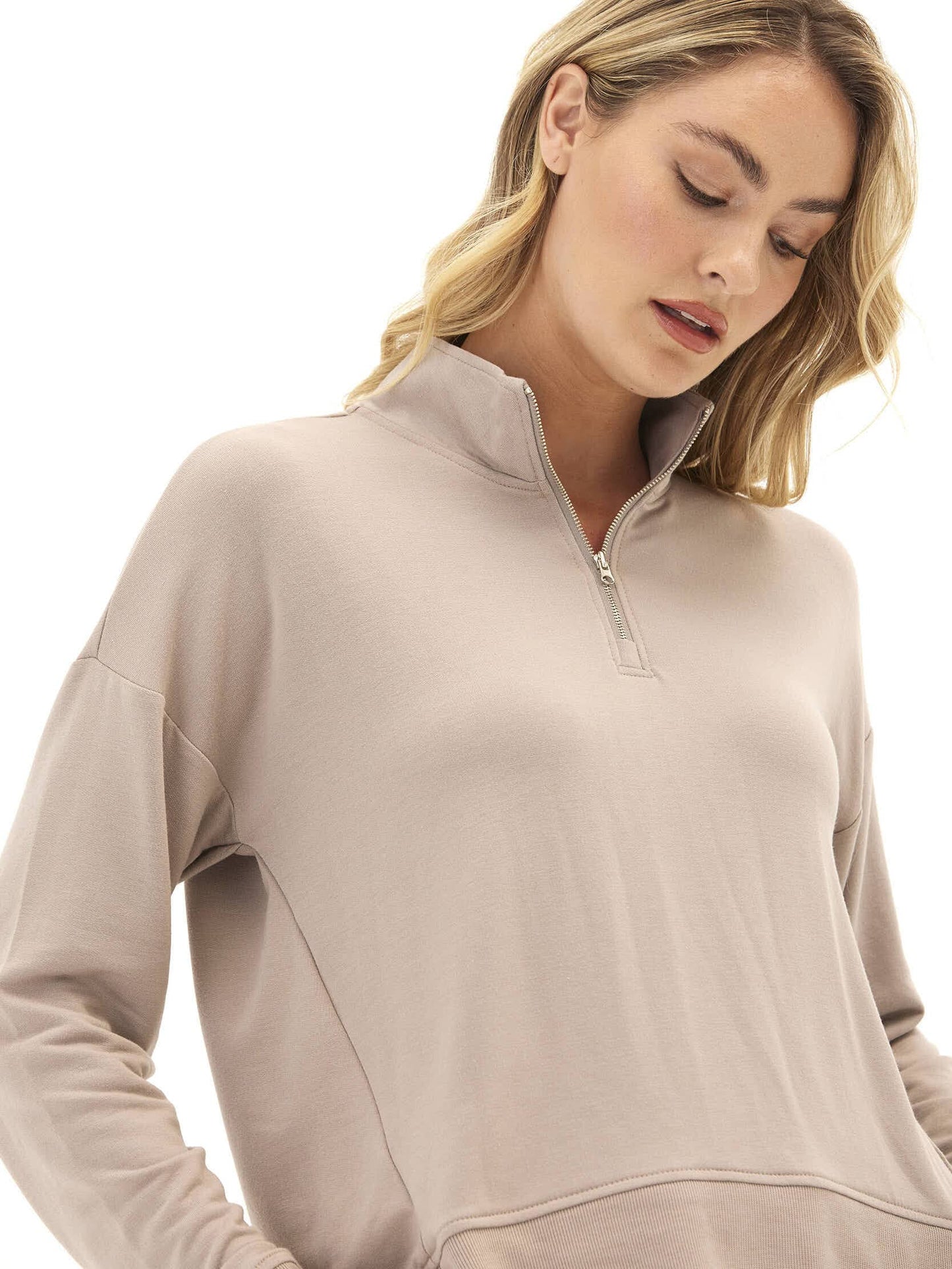 Whitnie Modal Terry 1/2-Zip Mock Neck Pullover
