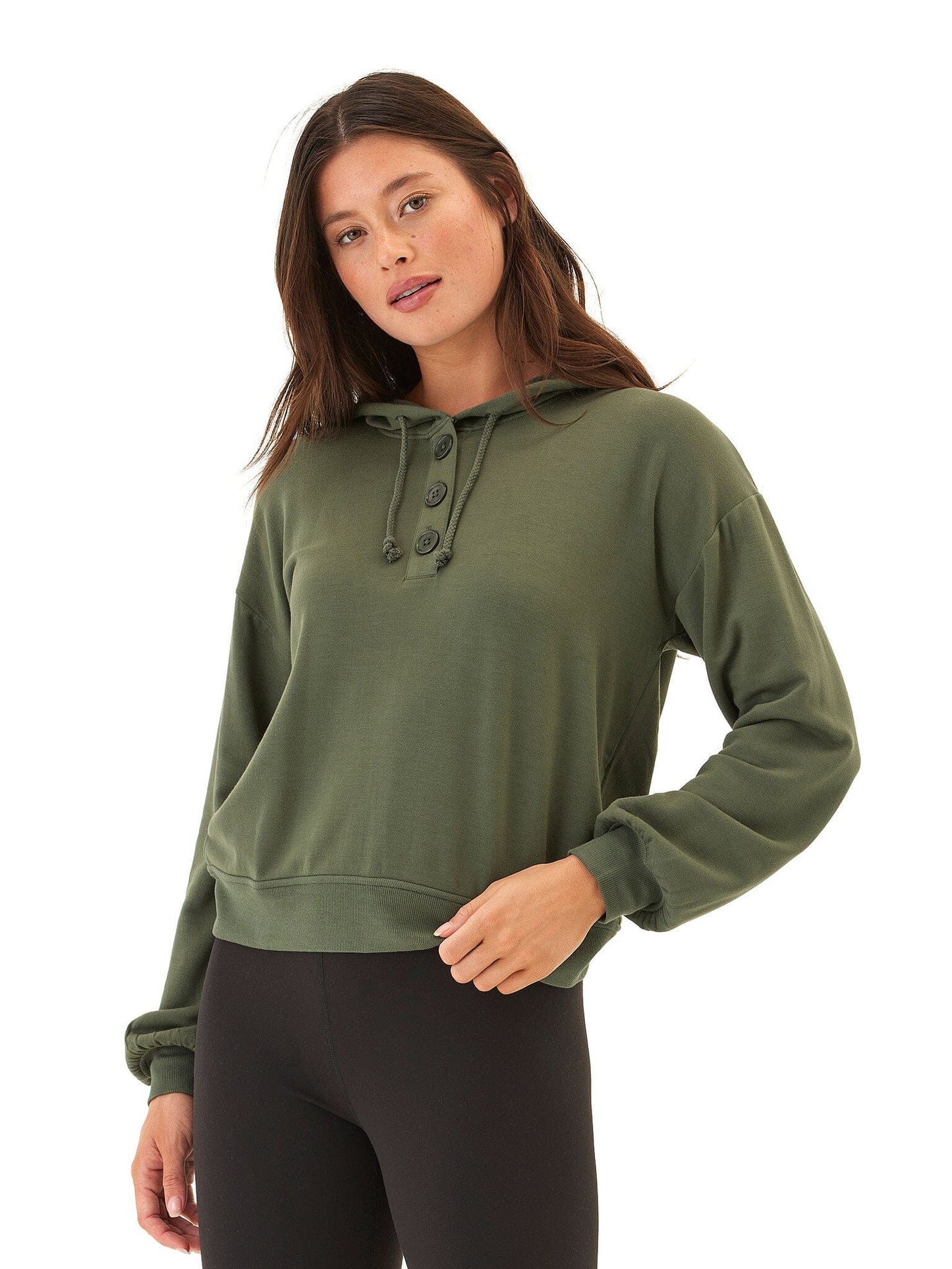 Tanisha Feather Fleece Henley Hoodie