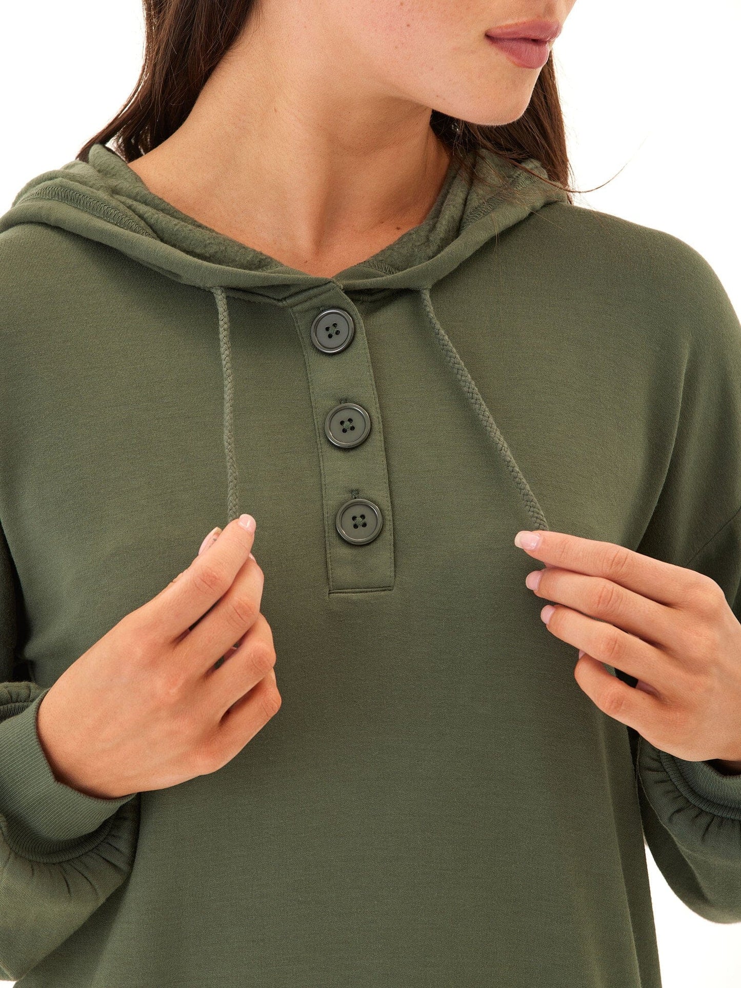 Tanisha Feather Fleece Henley Hoodie