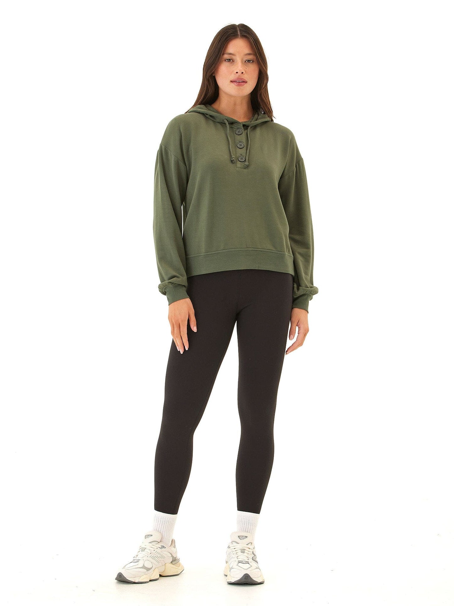 Tanisha Feather Fleece Henley Hoodie