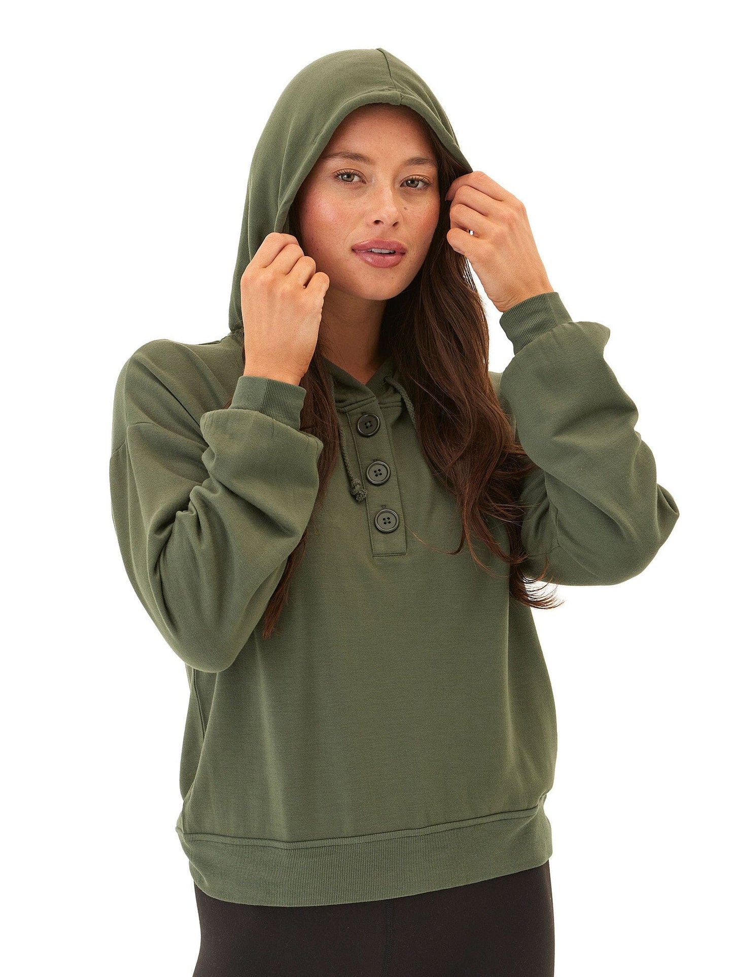 Tanisha Feather Fleece Henley Hoodie