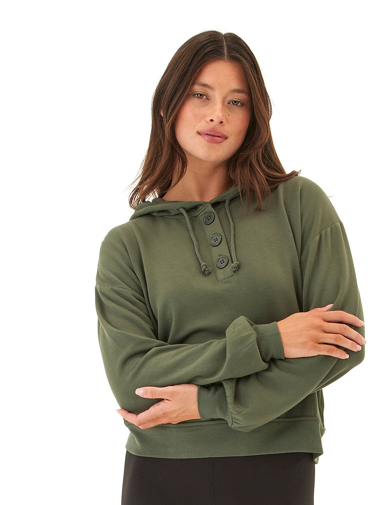 Tanisha Feather Fleece Henley Hoodie