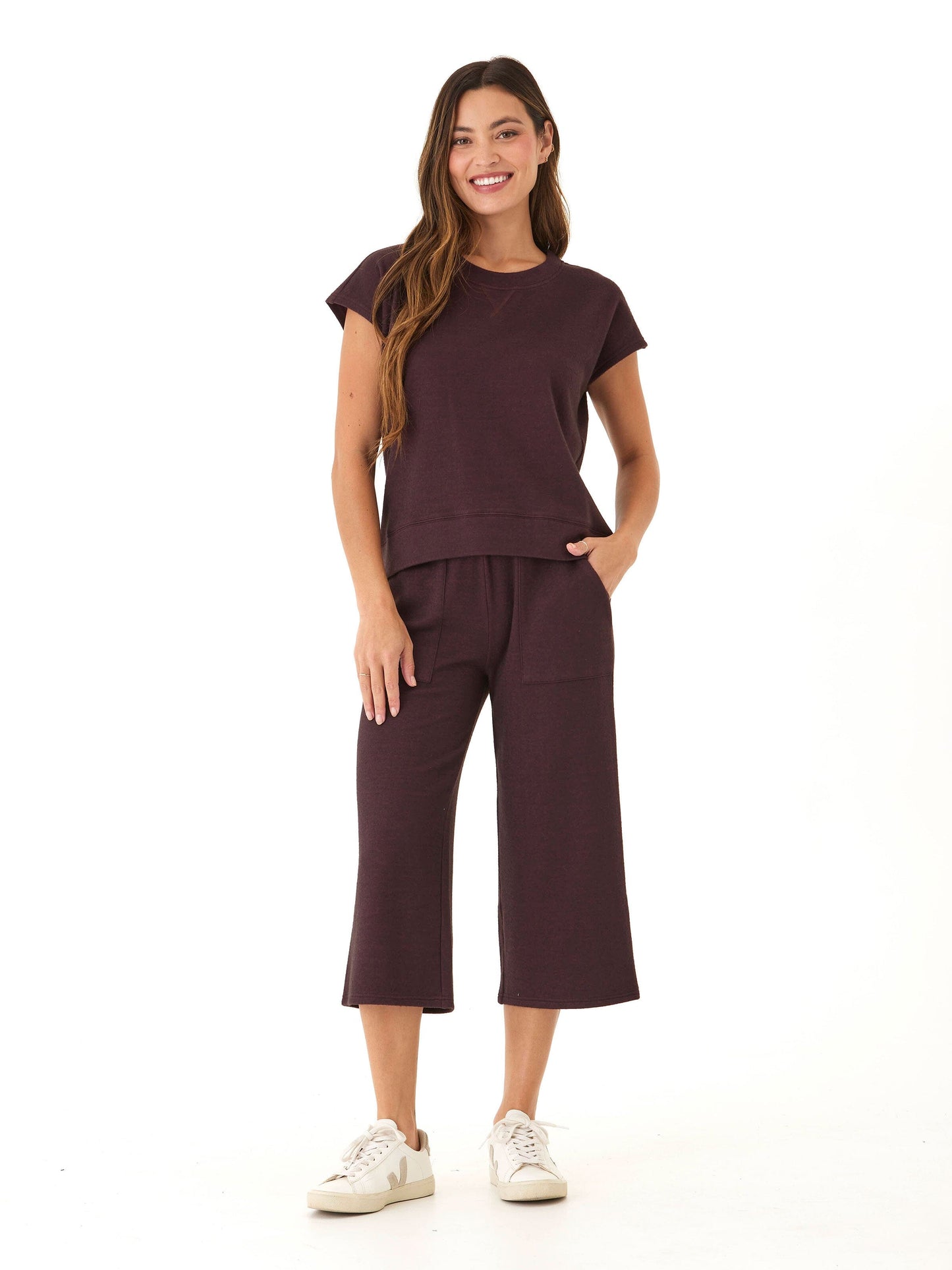 Beatrice Dream Fleece Wide Leg Capri Pant