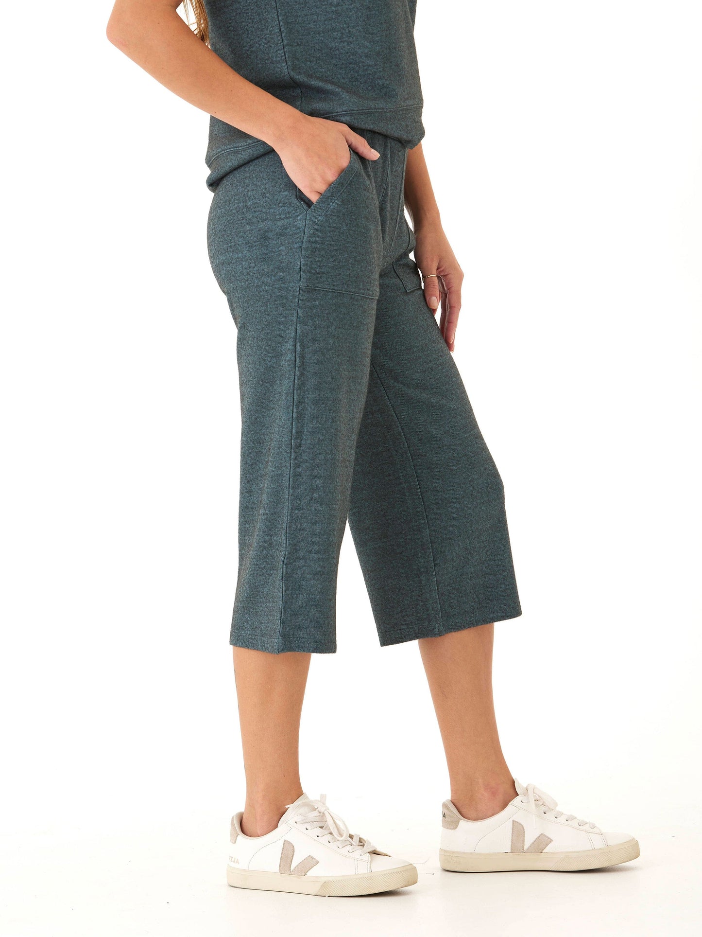 Beatrice Dream Fleece Wide Leg Capri Pant
