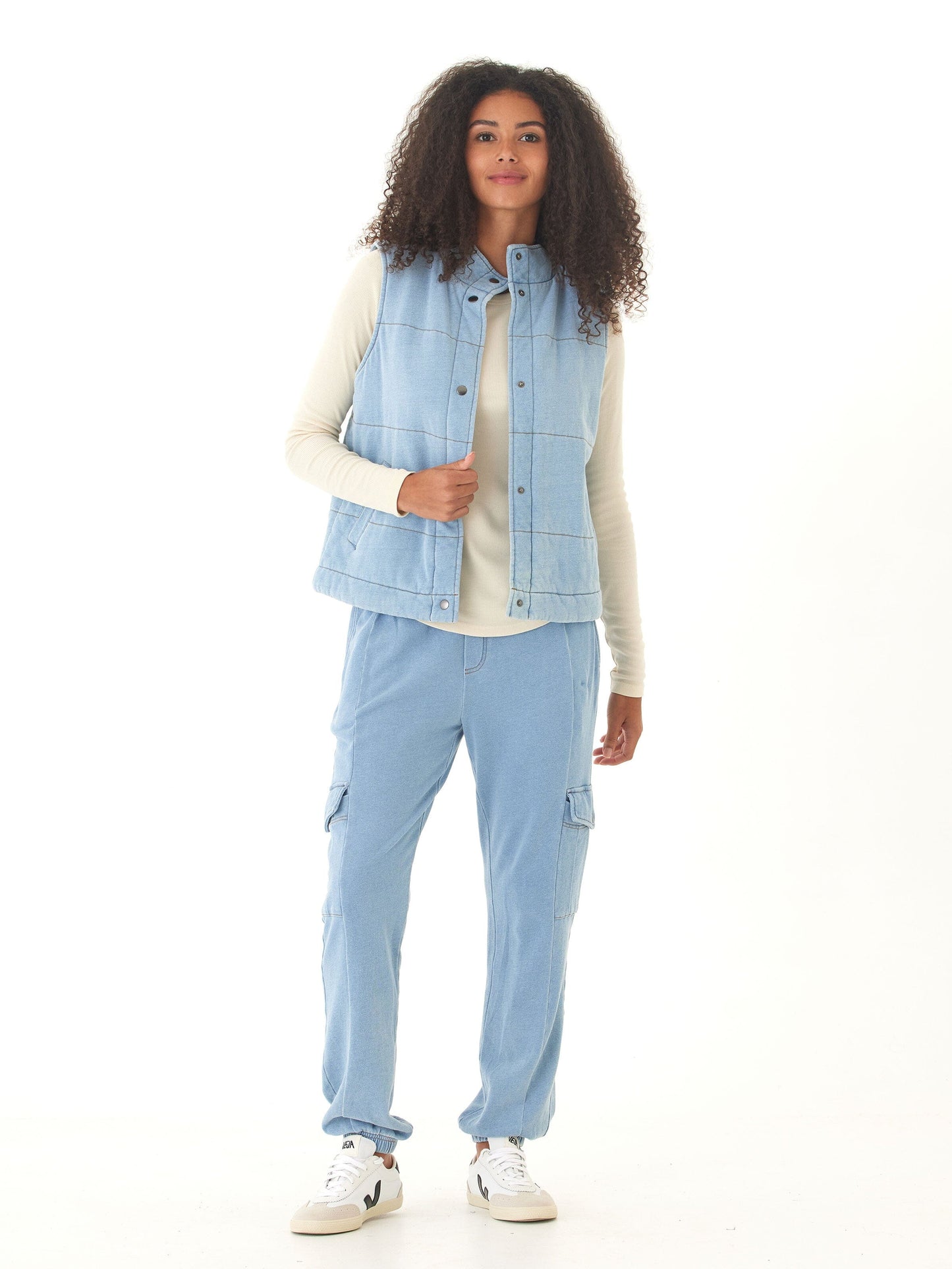 Daphnie Denim Terry Cargo Jogger