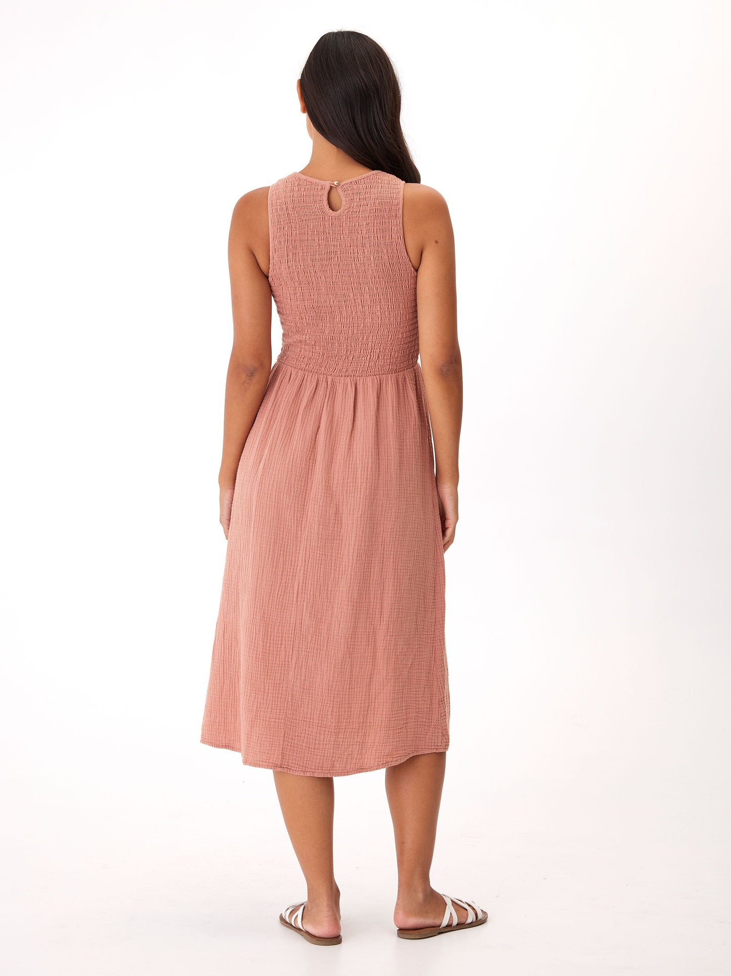 Adrienne Gauze Smocked Midi Dress