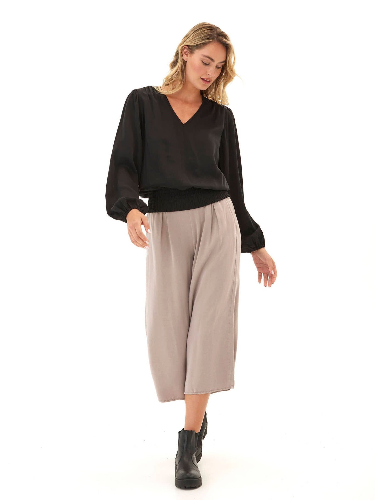 Aubree Eco Woven Smocked Waist Blouse