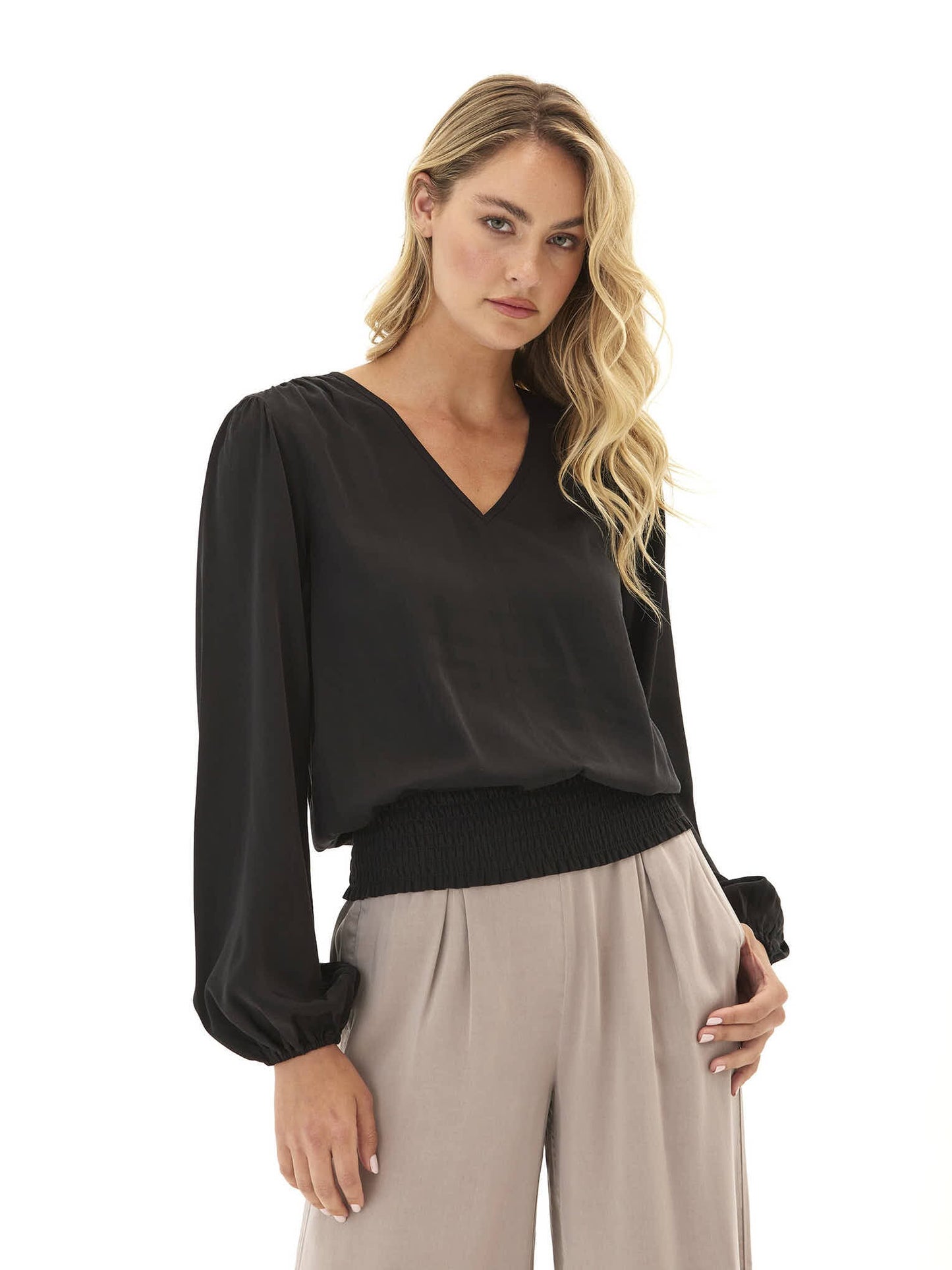 Aubree Eco Woven Smocked Waist Blouse