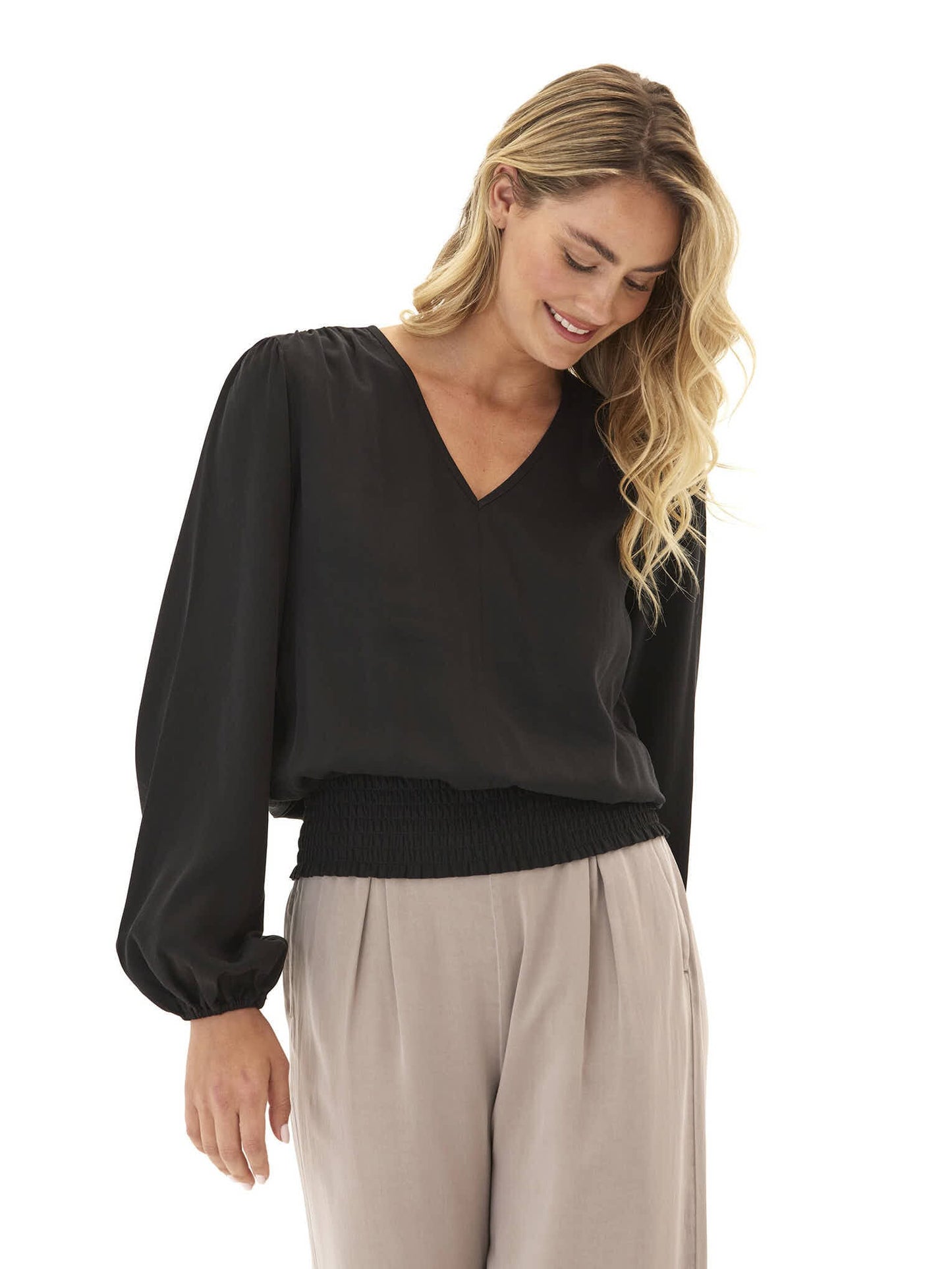Aubree Eco Woven Smocked Waist Blouse