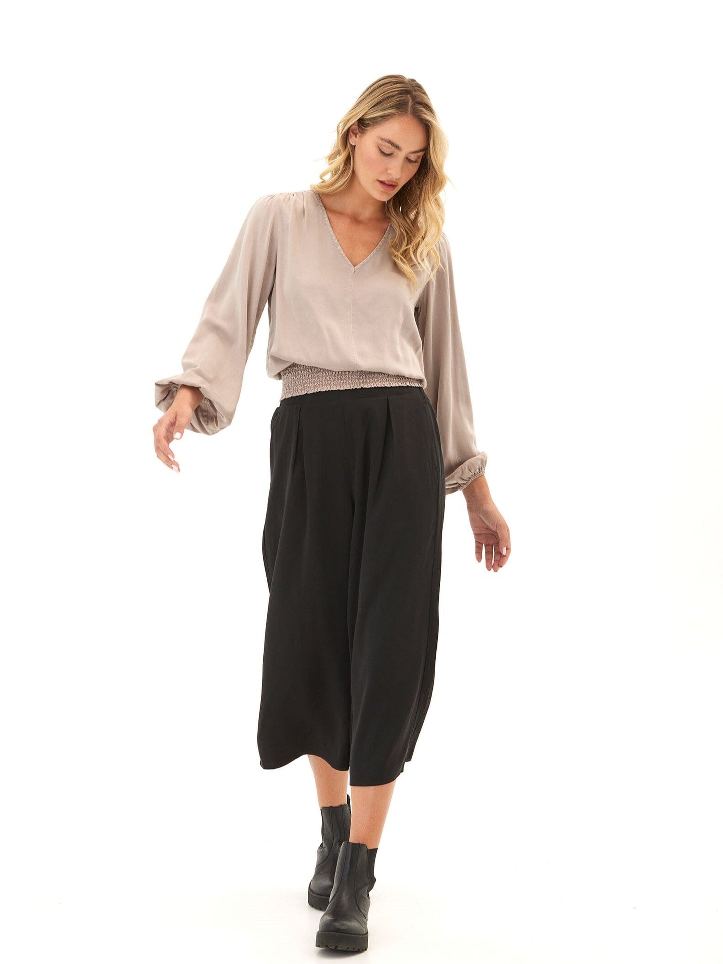 Aubree Eco Woven Smocked Waist Blouse