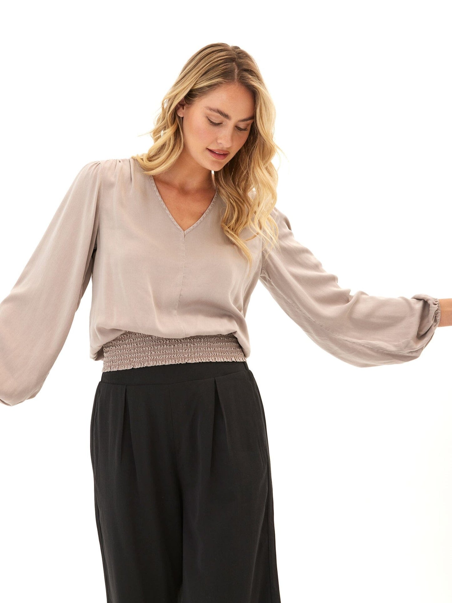 Aubree Eco Woven Smocked Waist Blouse