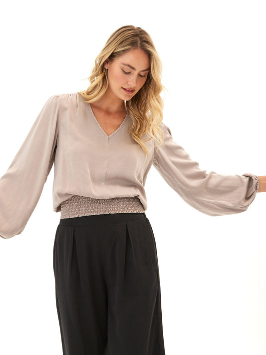 Aubree Eco Woven Smocked Waist Blouse