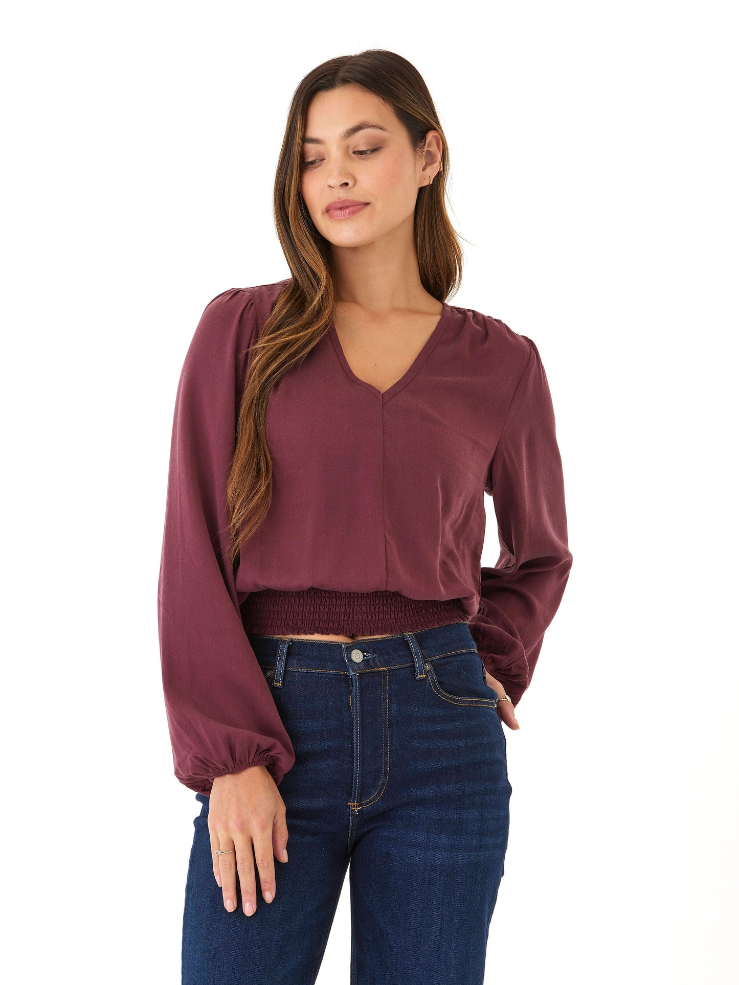Aubree Eco Woven Smocked Waist Blouse