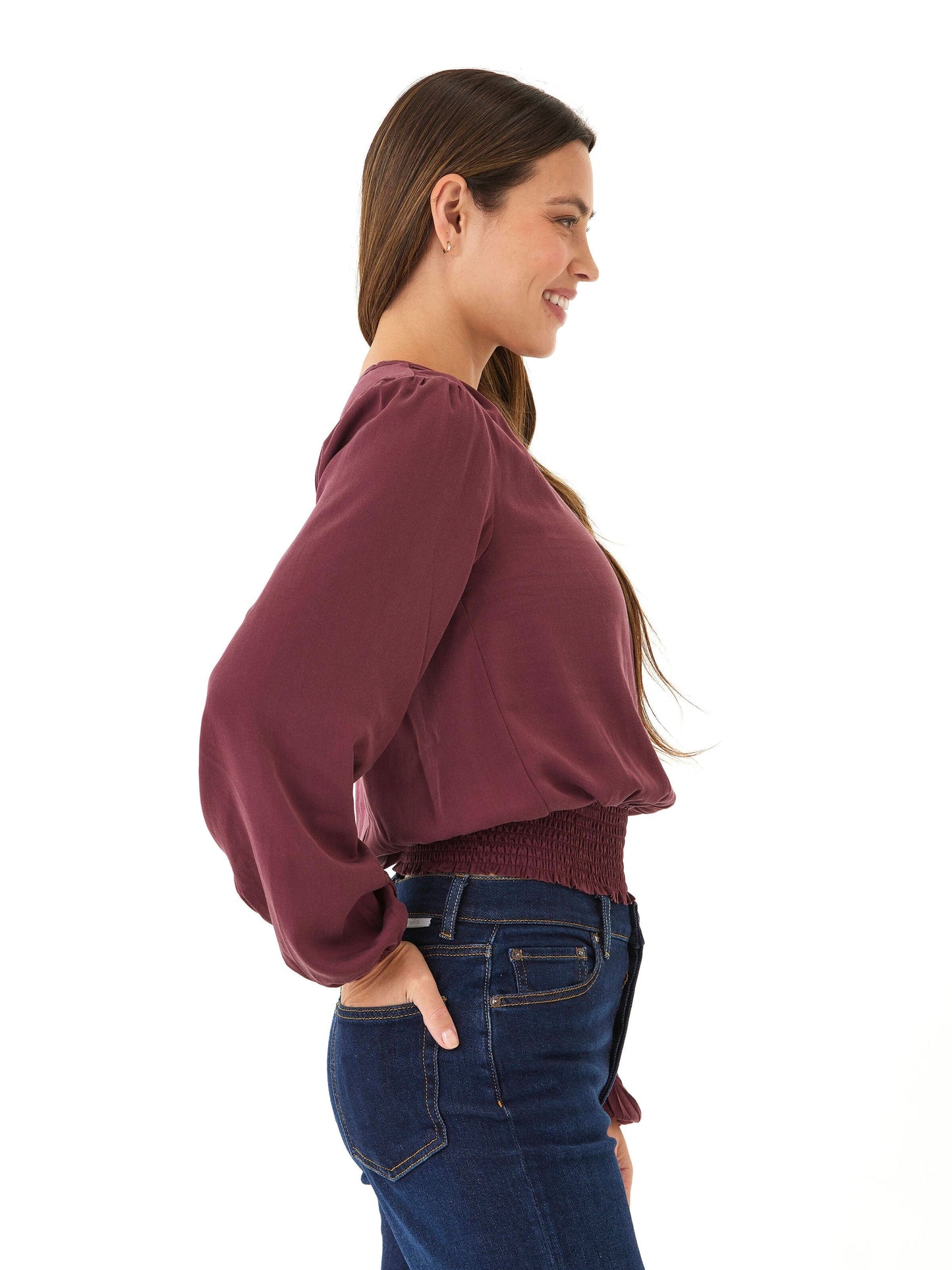 Aubree Eco Woven Smocked Waist Blouse