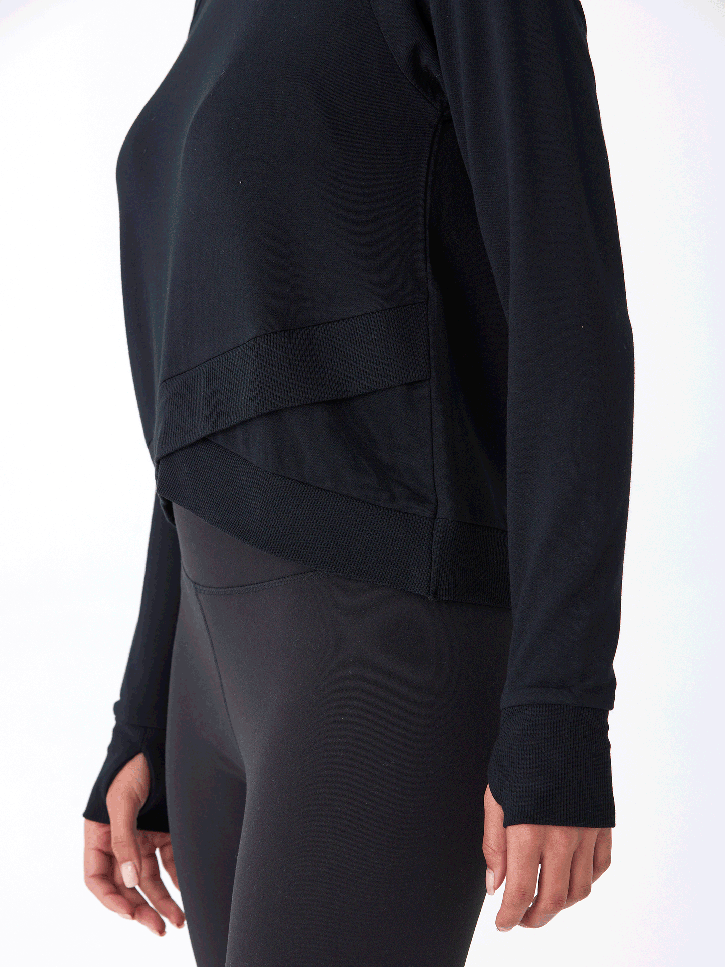 Halle Feather Fleece Crossover Hem Top
