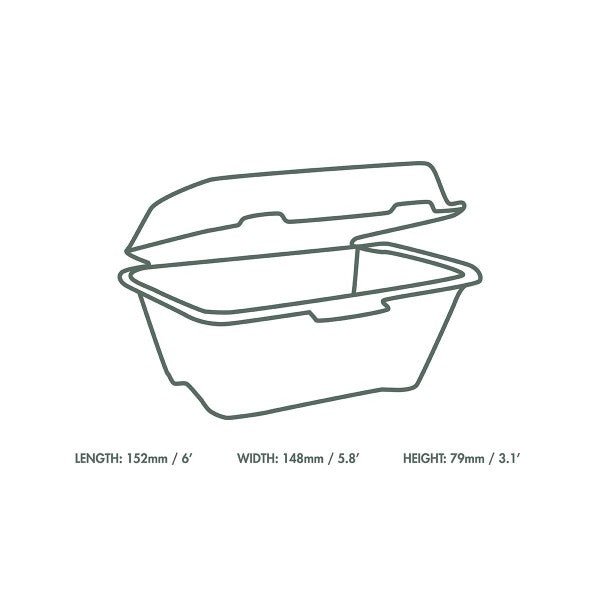 Vegware 6in Nourish Molded Fiber Burger Clamshell Natural (QTY:500)