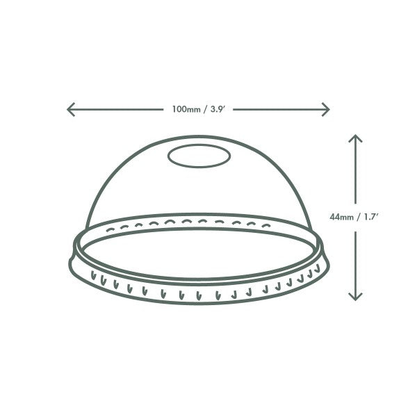 96-Series PLA dome lid - straw hole (QTY:1000)