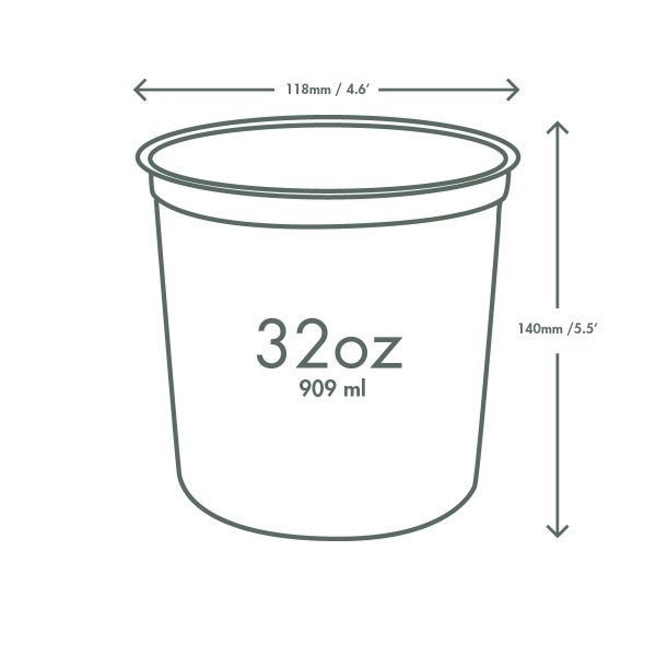 Vegware 32oz PLA Round Deli Container (QTY:500)