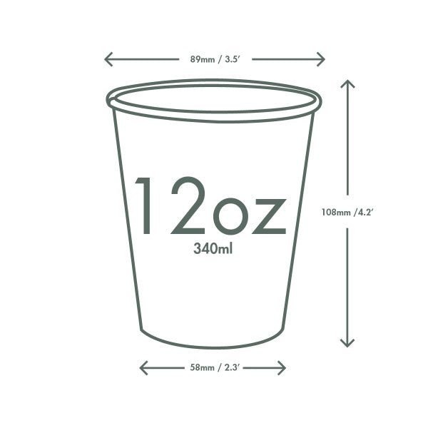 Vegware 12oz brown kraft hot cup, 89-Series (QTY:1000)