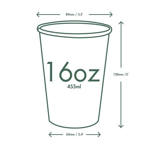 Vegware 16oz white hot cup, 89-Series (QTY:1000)