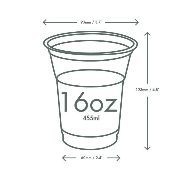 Vegware 16oz PLA Cold Cup, 96-Series (QTY:1000)
