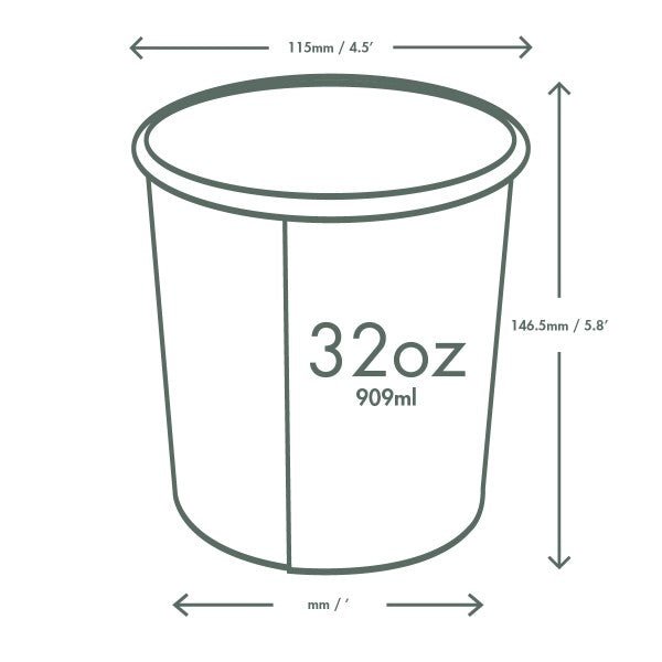 Vegware 32oz soup container, 115-Series (QTY:500)